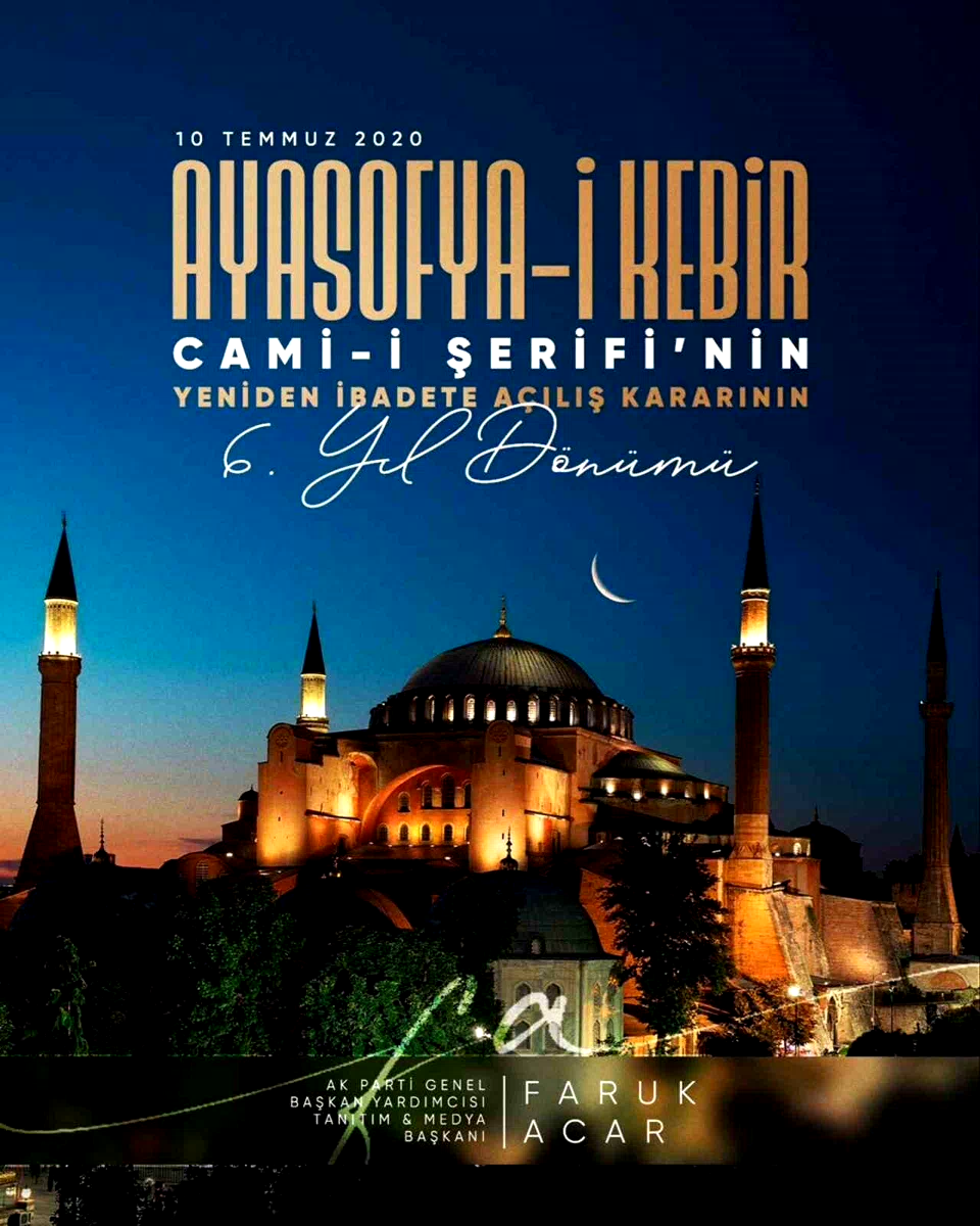 AK Parti Genel Başkan Yardımcısı Acar’dan Ayasofya paylaşımı