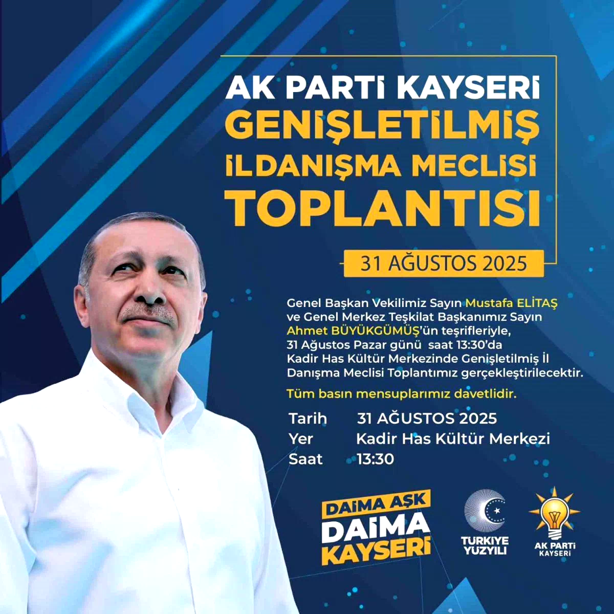 AK Parti Kayseri’de Genişletilmiş İl Danışma Meclisi Toplantısı heyecanı