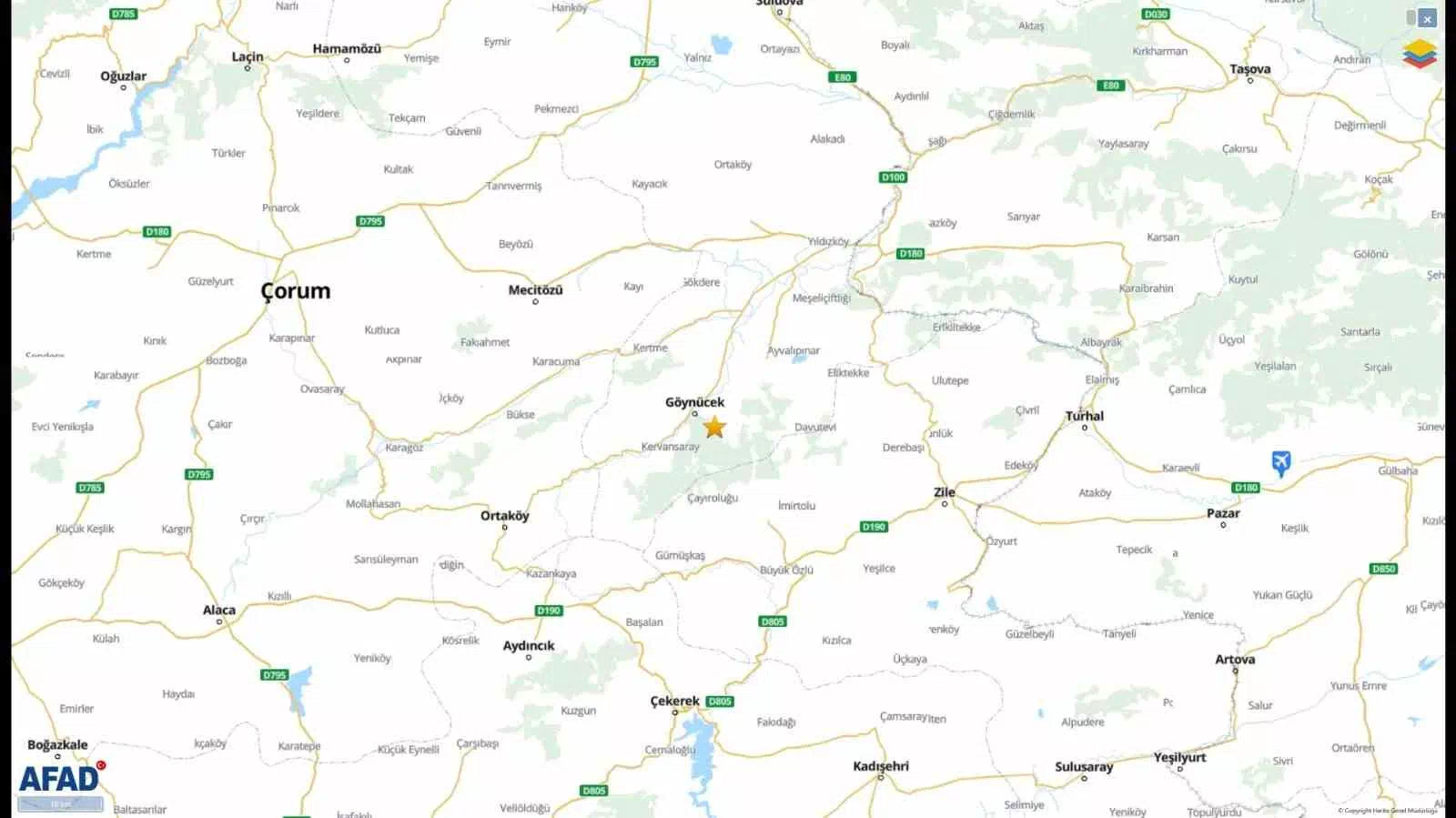 Amasya’da Göynücek İlçesinde 3.1 Büyüklüğünde Deprem Meydana Geldi