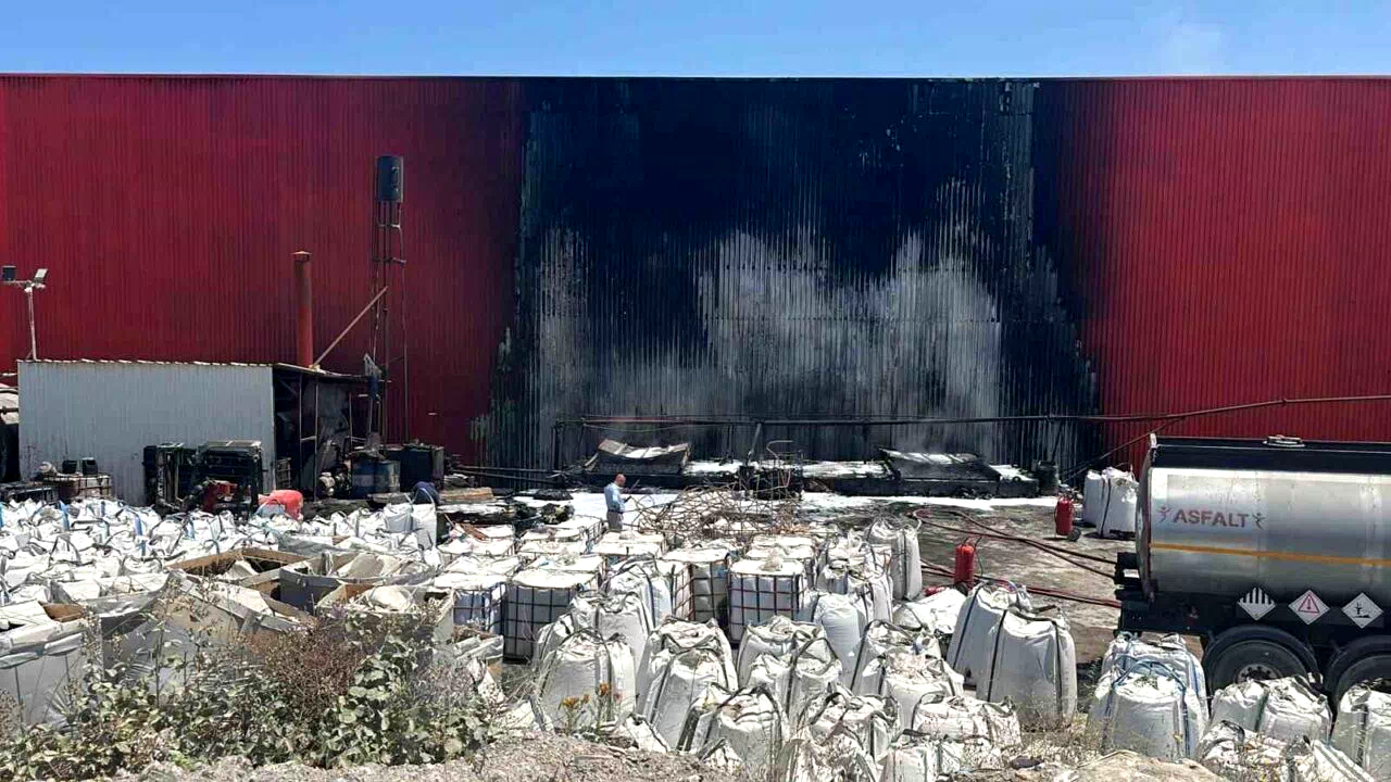 Asfalt fabrikasında yangın