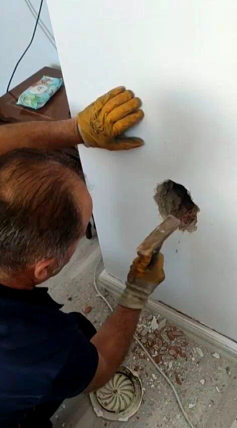Bacada mahsur kalan kediyi itfaiye ekipleri kurtardı