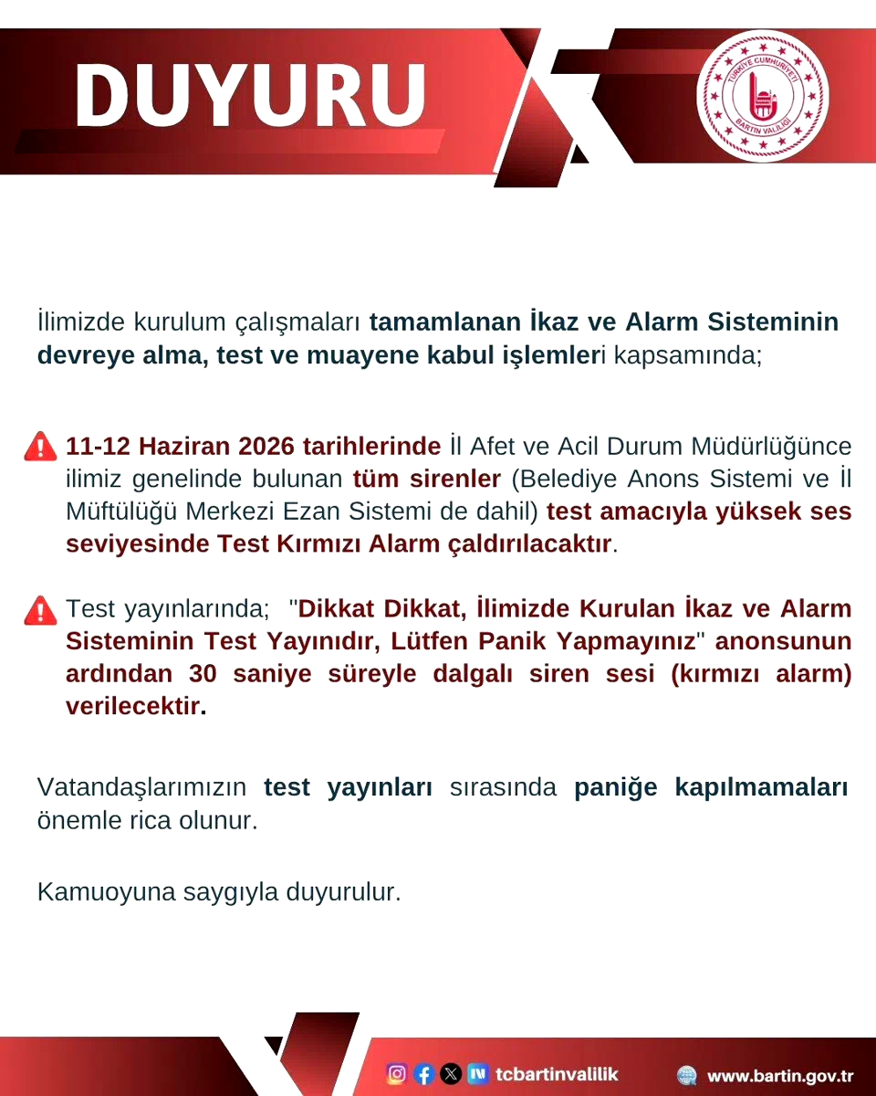 Bartın’da afetler için ikaz ve alarm sistemi kuruldu