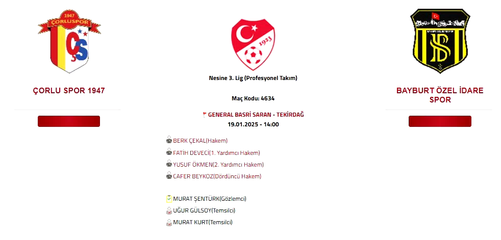 Bayburt Özel İdarespor, Çorluspor 1947 Deplasmanın da