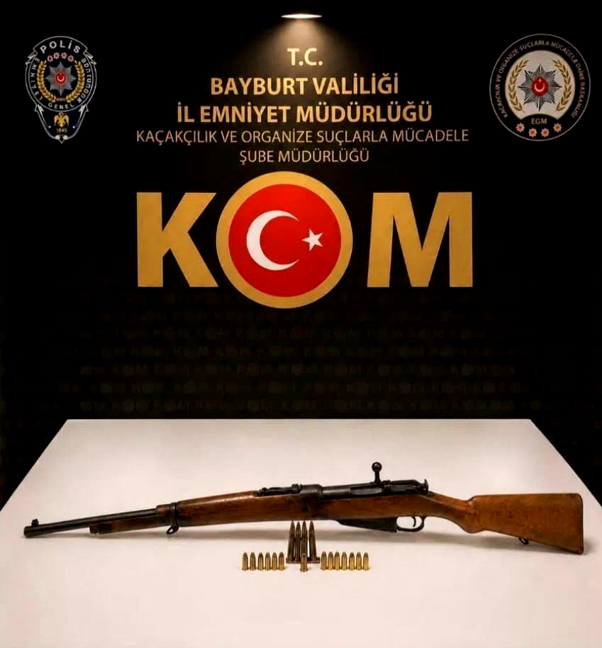 Bayburt’ta ruhsatsız tüfek ve mühimmat ele geçirildi