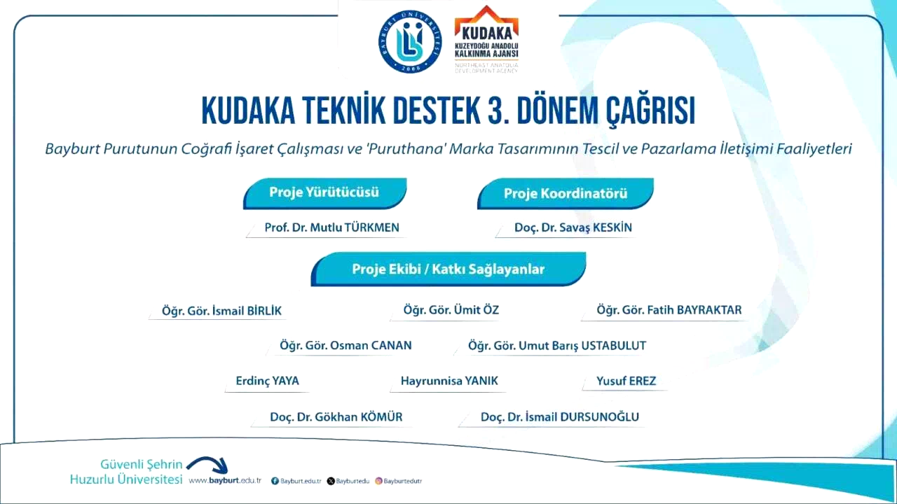 Bayburt Üniversitesi’nin Purut için başlattığı Coğrafi İşaret Projesine KUDAKA’dan destek