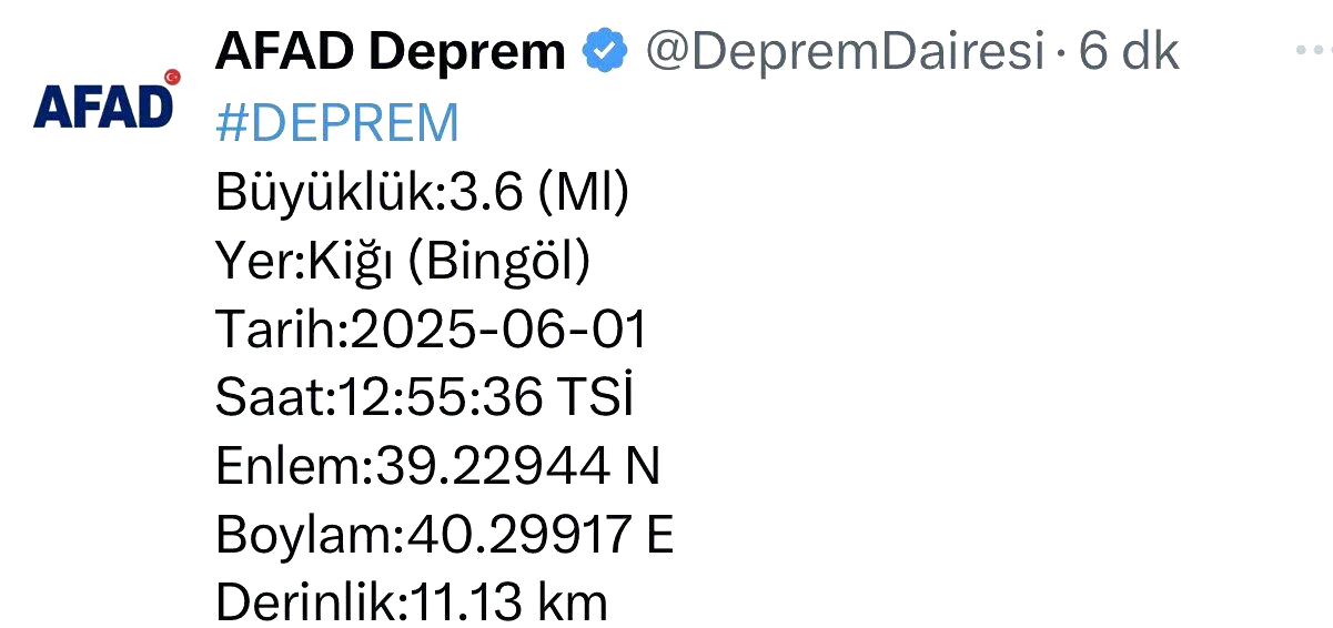 Bingöl’de bir deprem daha
