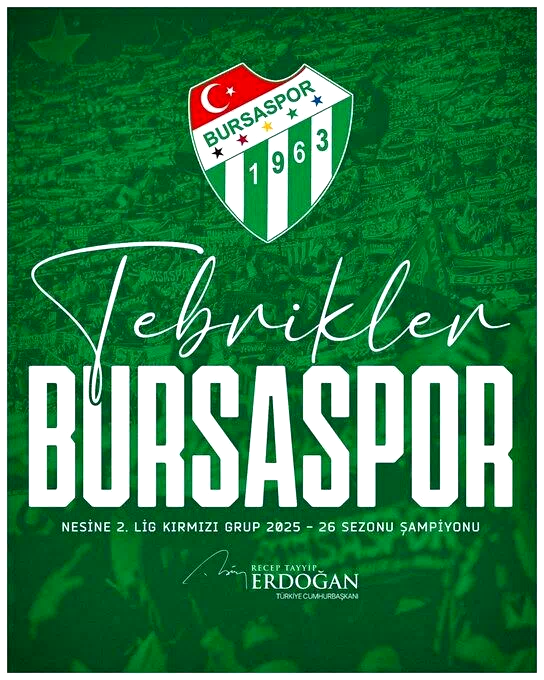Cumhurbaşkanı Erdoğan’dan Bursaspor’a tebrik mesajı