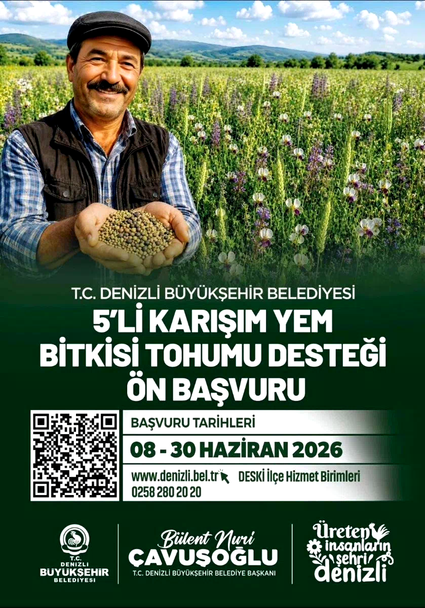 Denizli Büyükşehirin 5’li karışım yem bitkisi tohumu desteği başvuruları başladı
