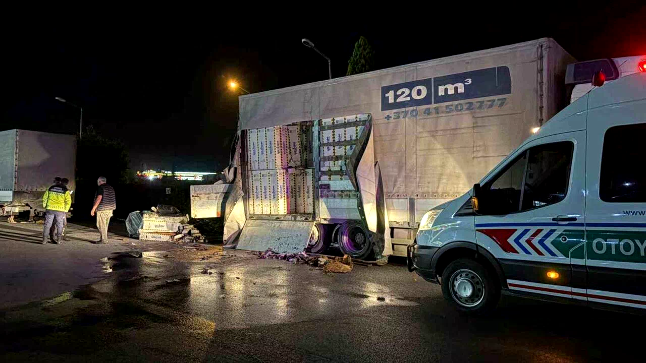 Dinlenme tesisinde park halindeki kamyonun kasasında yangın çıktı