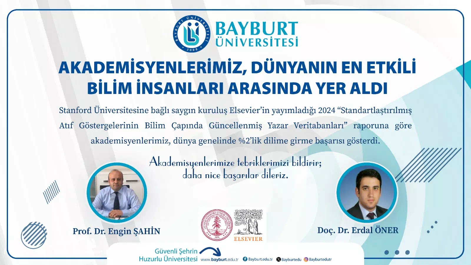 Dünya’nın en etkili bilim insanları arasında Bayburt Üniversitesi’nden akademisyenler yer aldı