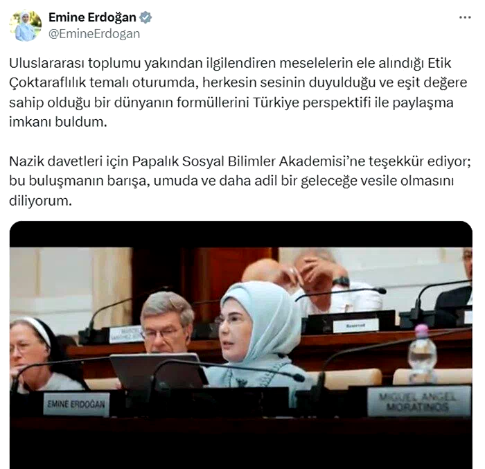 Emine Erdoğan’dan “Kardeşlik Temelli Ekonomi: Etik Çok Taraflılık” konferansına ilişkin paylaşım