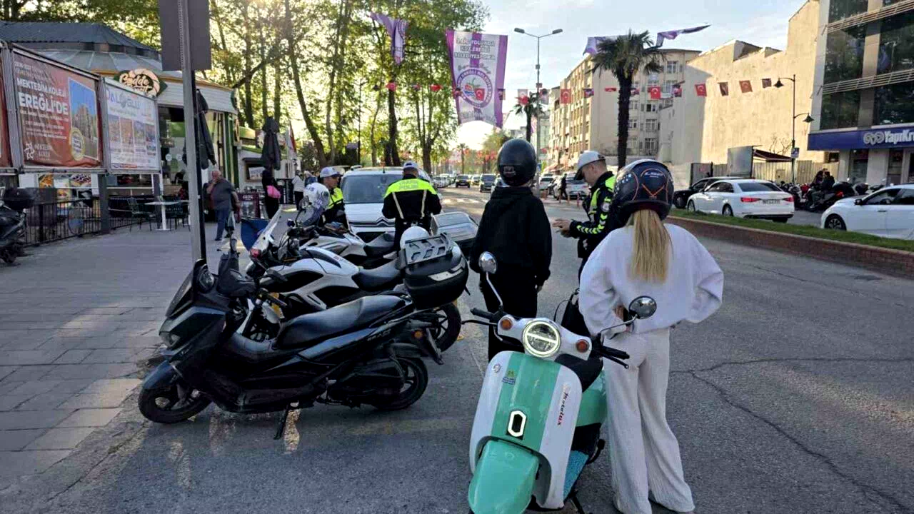Ereğli’de motosiklet denetimi: Trafik ekipleri göz açtırmadı