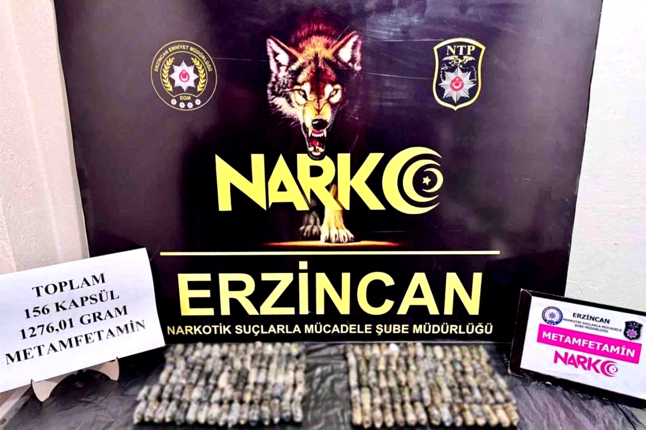 Erzincan’da 1 kilo 276 gram metamfetamin ele geçirildi