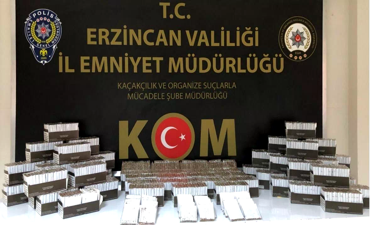 Erzincan’da 990 paket içi tütün doldurulmuş makaron ele geçirildi