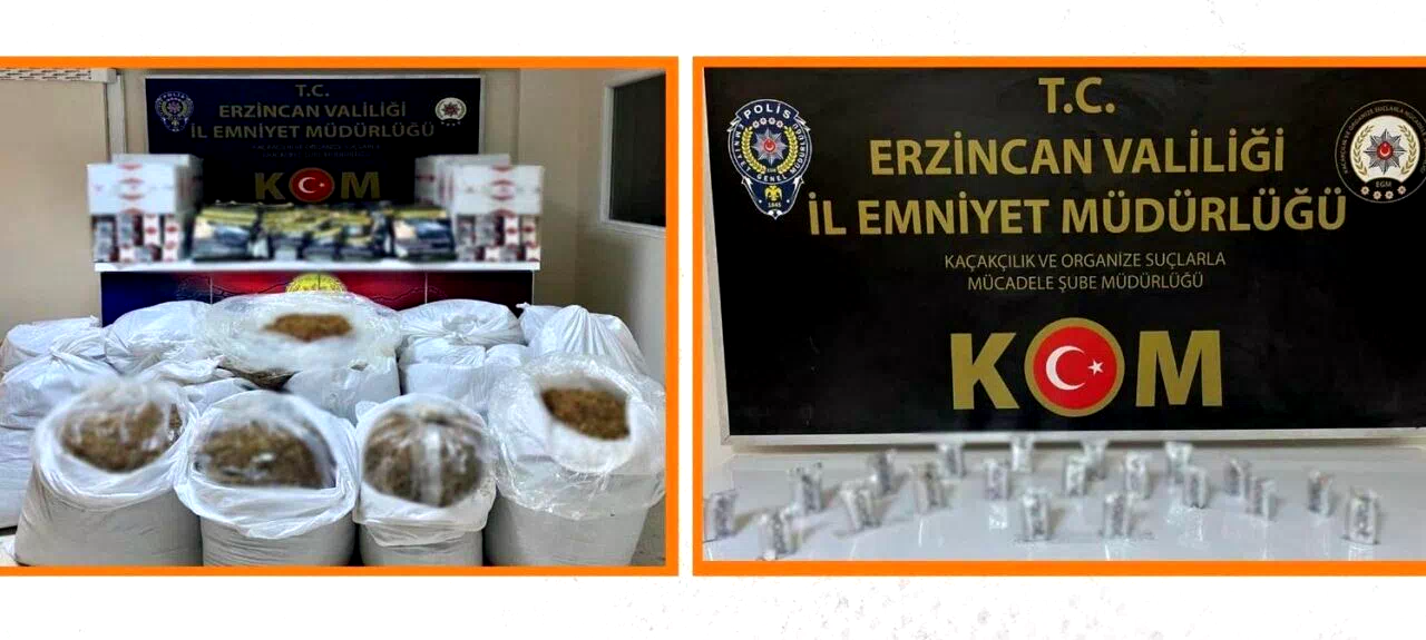 Erzincan’da makaron ve kaçak tütün ele geçirildi