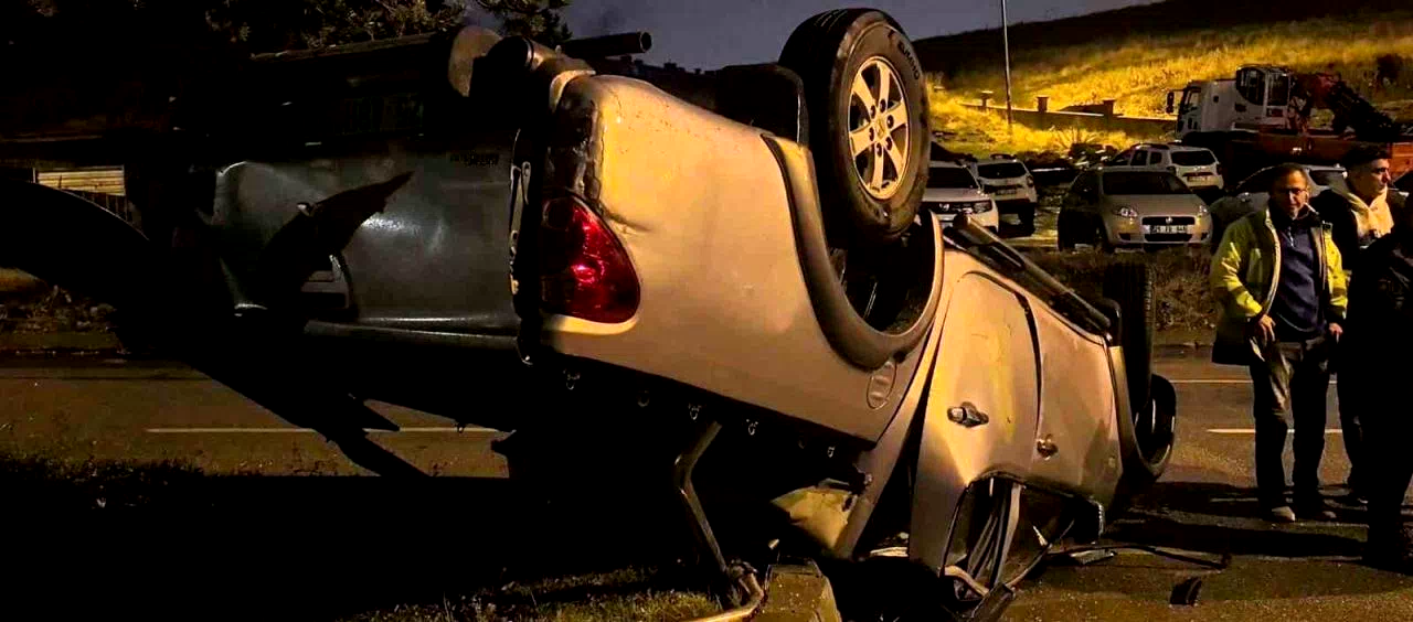 Erzurum’da kamyonet takla attı: 1 yaralı