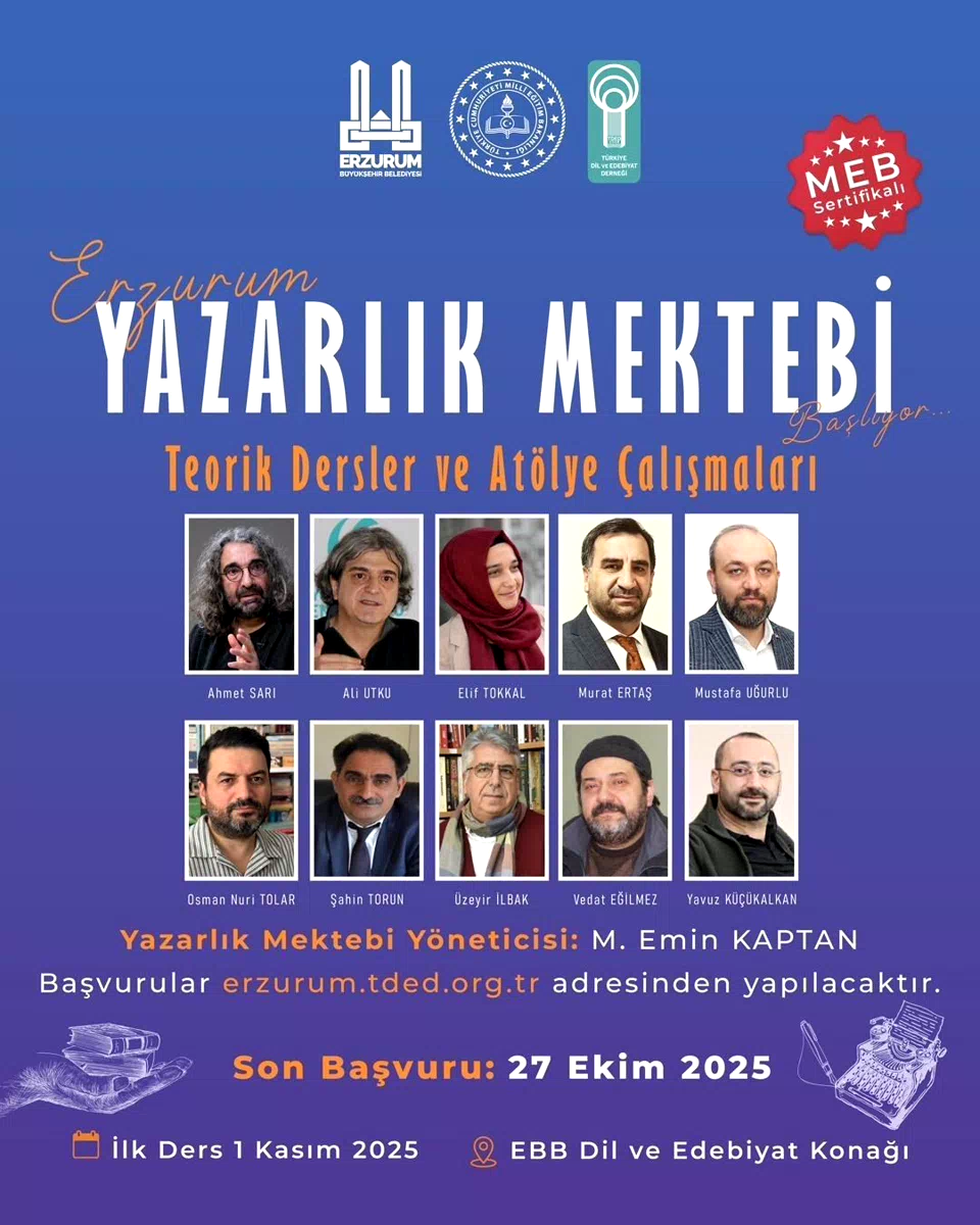 Erzurum Yazarlık Mektebine başvurular başlıyor