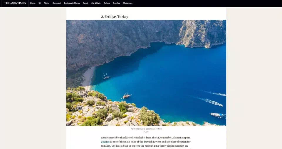 Fethiye, dünyanın en iyi 3.’cü tatil destinasyonu