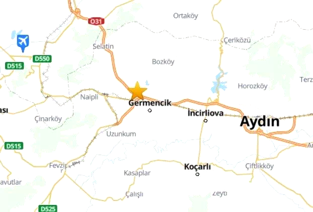 Germencik’te 3.8 şiddetinde deprem