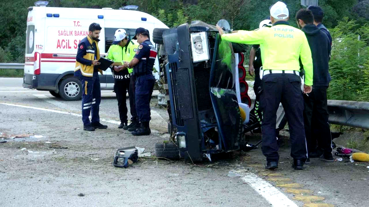 Giresun’da otomobil takla attı: 2 yaralı