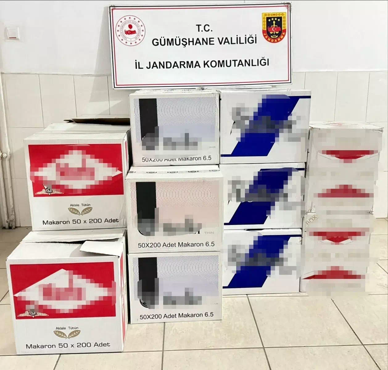 Gümüşhane’de 370 Bin Adet Kaçak Makaron Ele Geçirildi