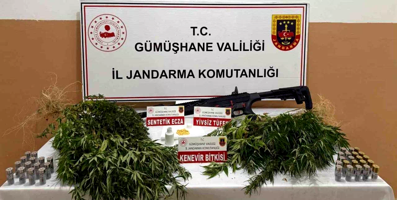 Gümüşhane’de kaçak alkol, kenevir ve ruhsatsız silah ele geçirildi