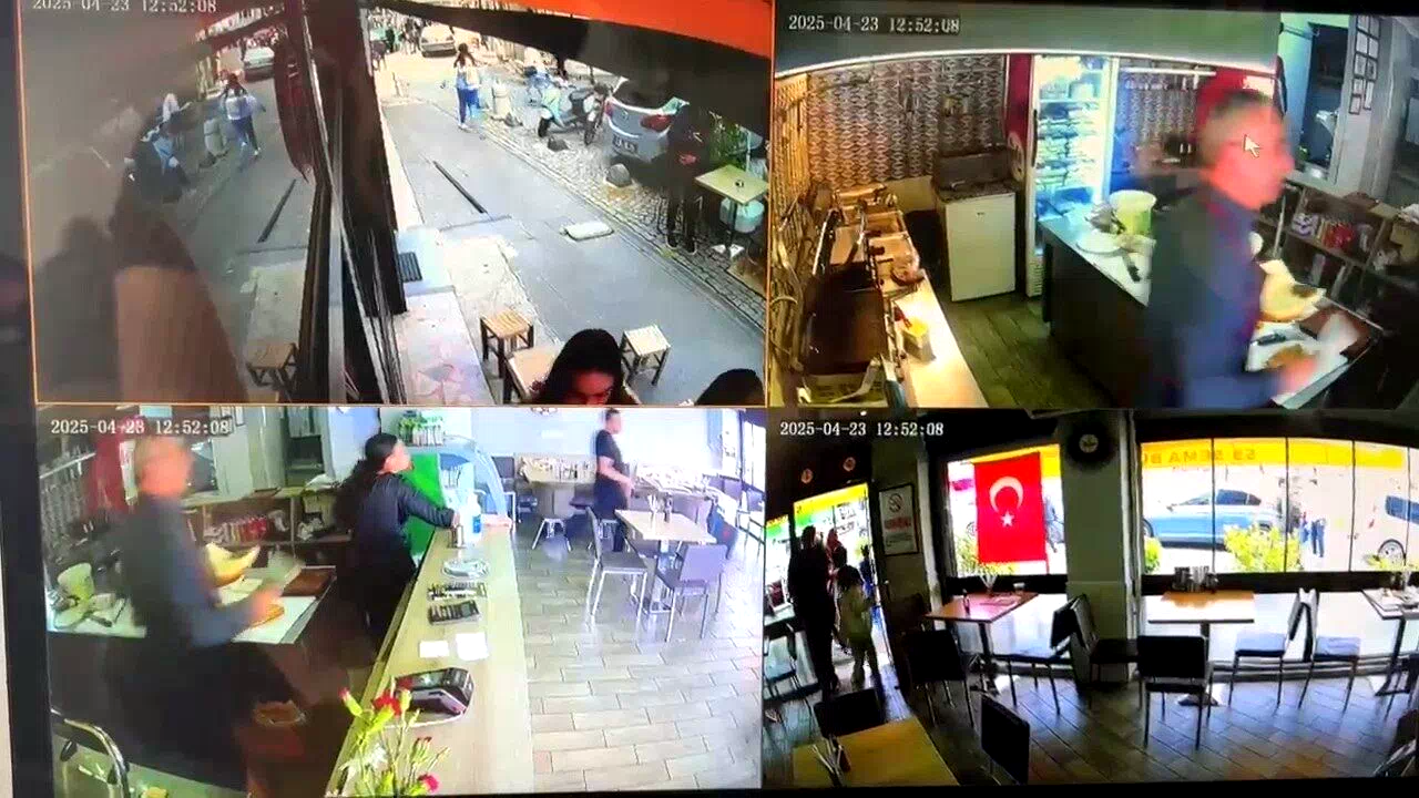Kafe ve restoranlardaki kaçış anı kameraya yansıdı