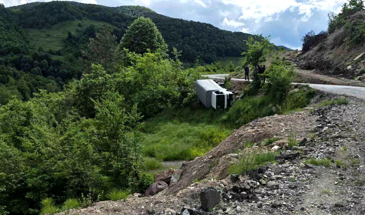 Karadeniz Ereğli’de kamyonet şarampole yuvarlandı
