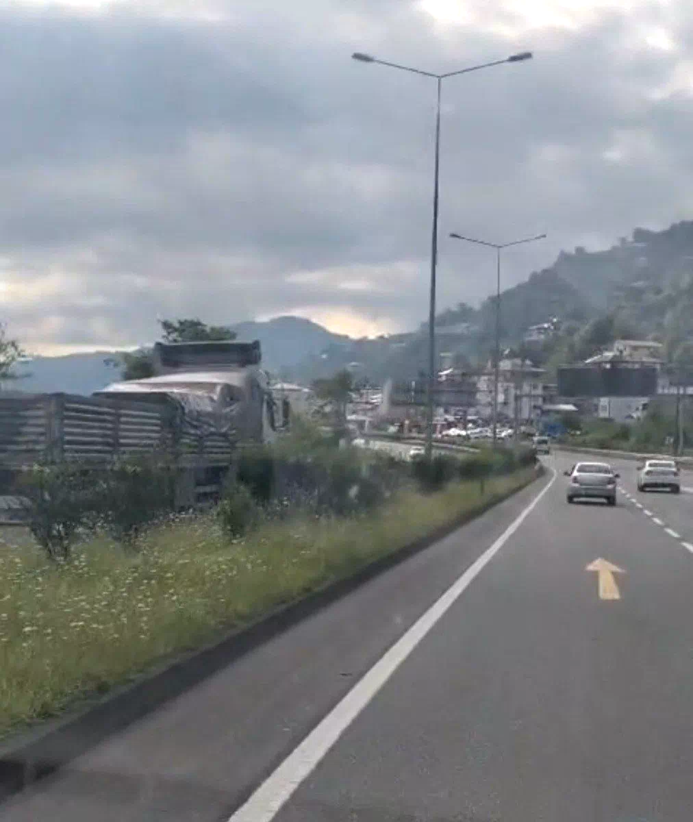 Karadeniz Sahil Yolunda ters yönde giden kamyon korkuttu
