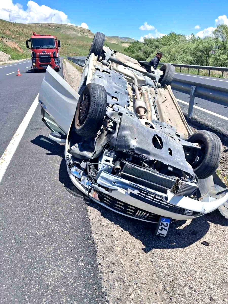 Kontrolden çıkan otomobil takla attı
