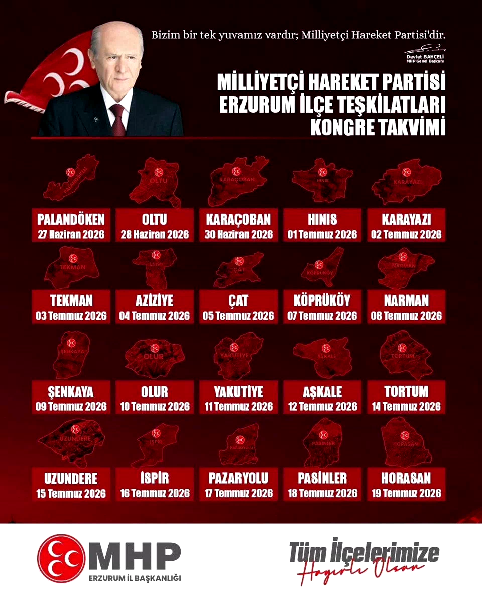 MHP Erzurum’da ilçe kongre takvimi açıklandı
