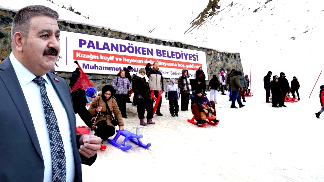 Palandöken Belediyesi’nden renk katan kızak keyfi