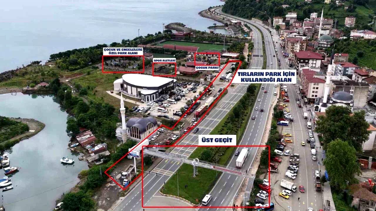 Rize’de tırların oluşturduğu tehlikeli labirent