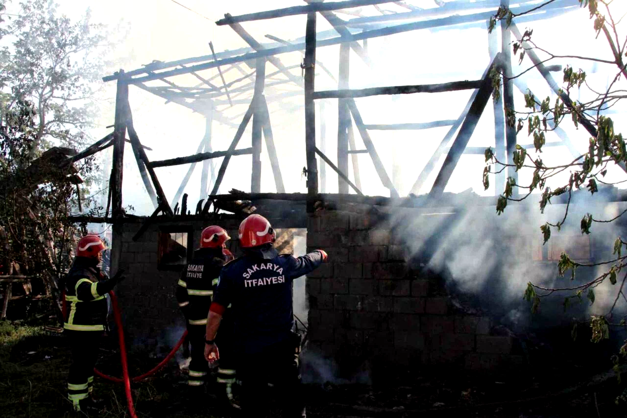 Sakarya’da alevlere teslim olan samanlık küle döndü