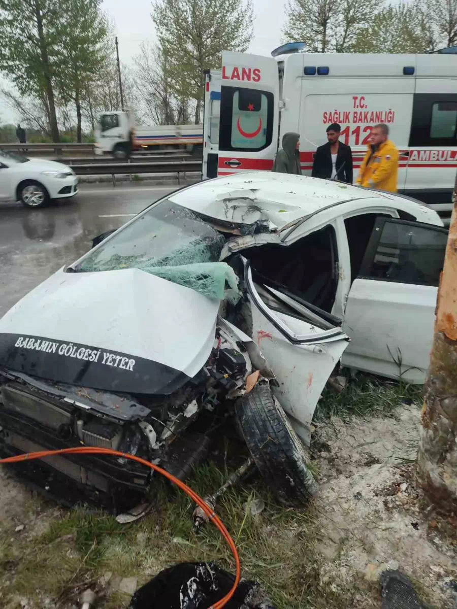 Sakarya’da Kaza: Araç Yol Kenarındaki Ağaca Çarptı, 2 Yaralı
