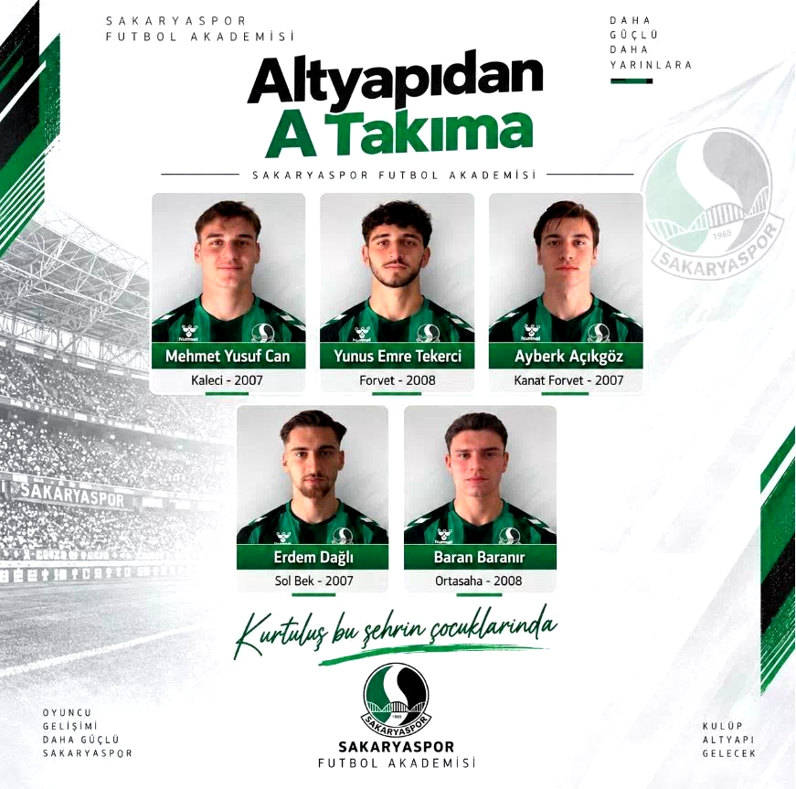 Sakaryaspor altyapısından 5 genç oyuncu A takıma yükseldi