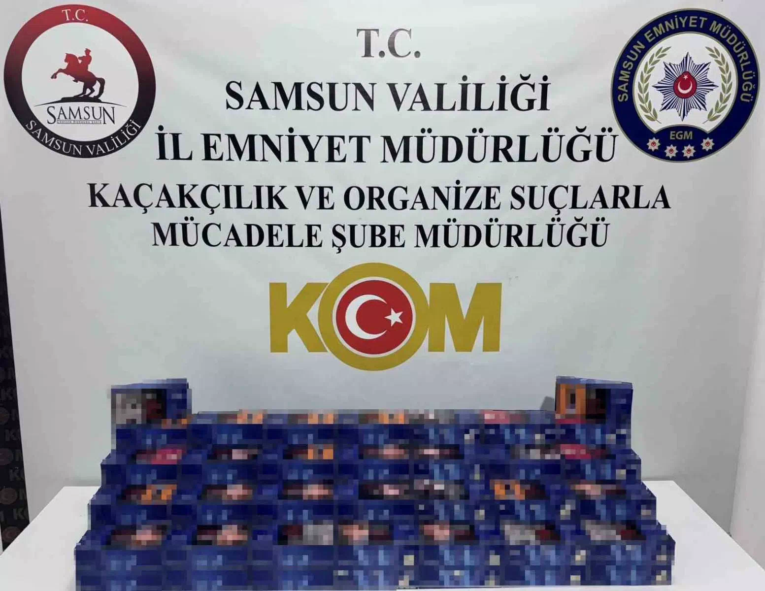 Samsun’da polis operasyonunda 20 Bin Kaçak Makaron Yakalandı