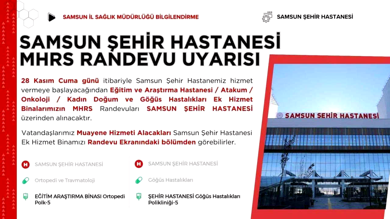 Samsun Şehir Hastanesi’nden ’MHRS randevu’ uyarı