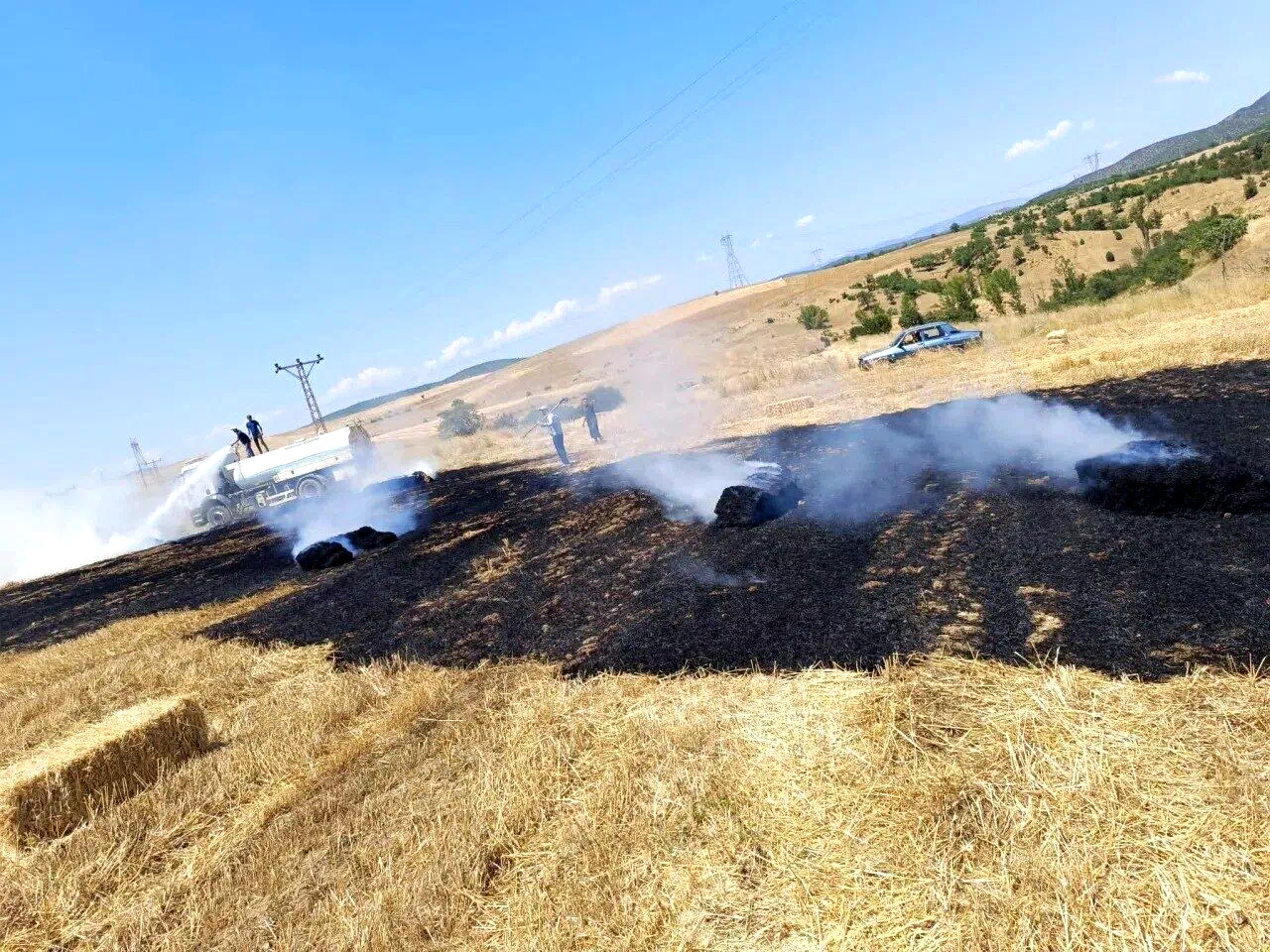 Sinop’ta balya makinesi arızası yangın çıkardı
