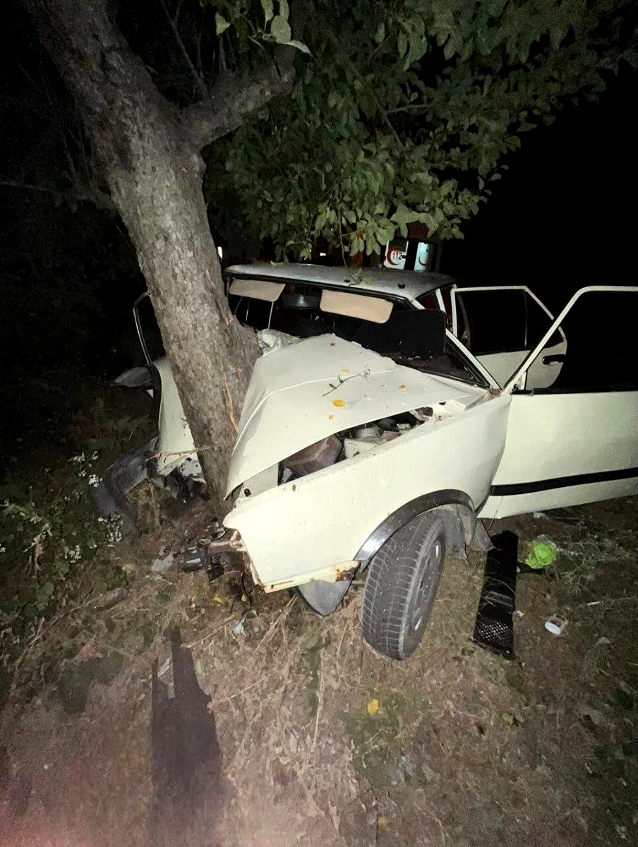 Sinop’ta virajı alamayan otomobil ağaca çarptı: 2 yaralı