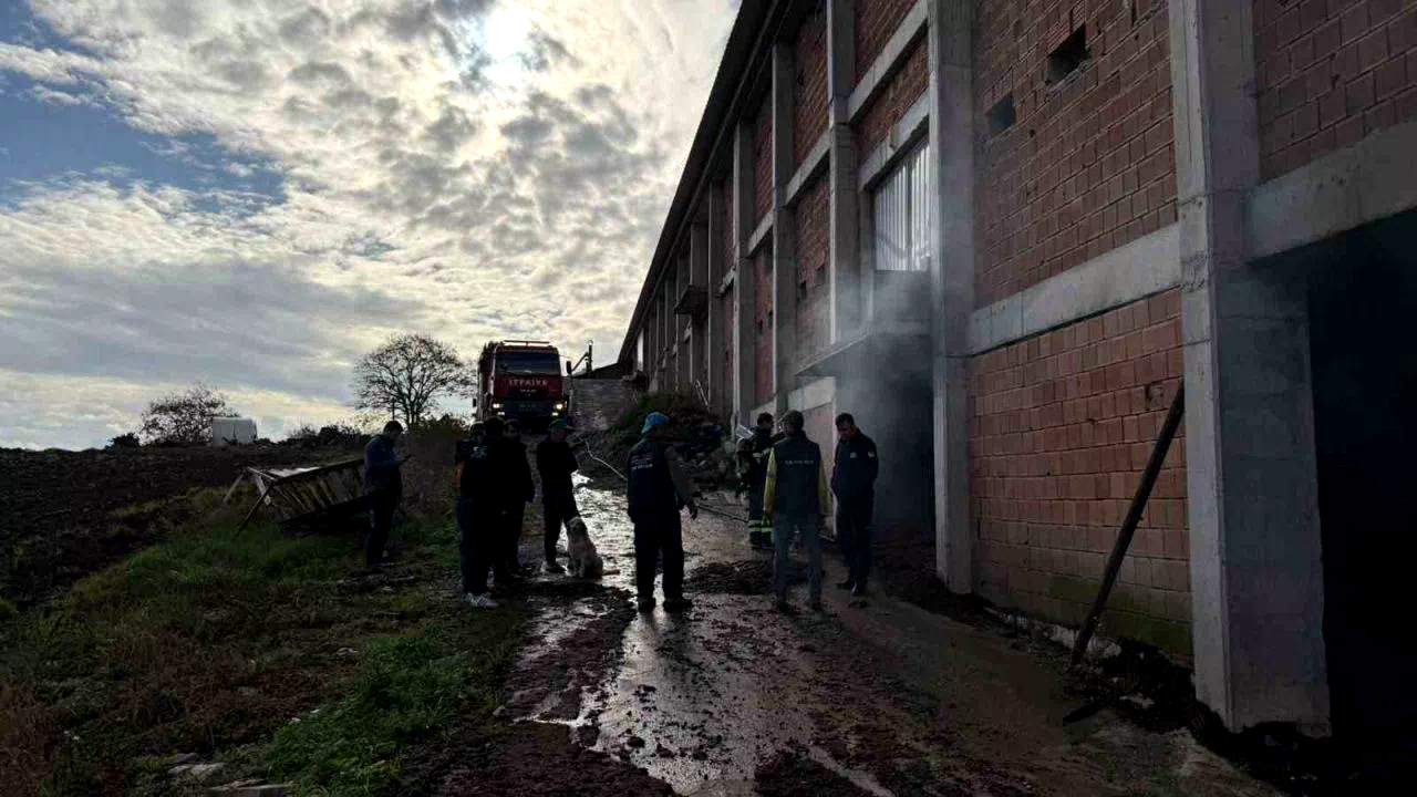 Tavuk çiftliğinin depo kısmında yangın