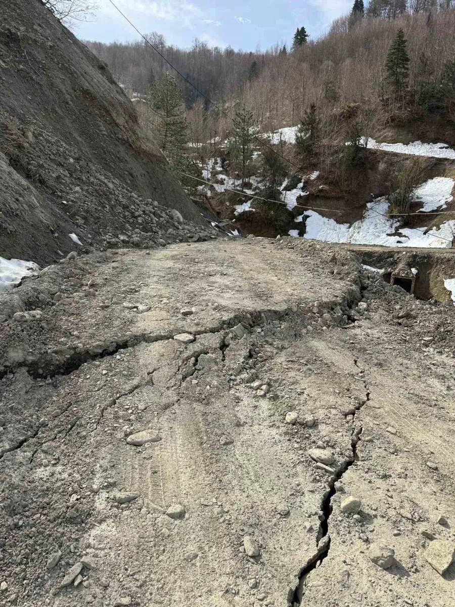Türkeli ilçesine bağlı köyde heyelan nedeniyle yol kapandı.