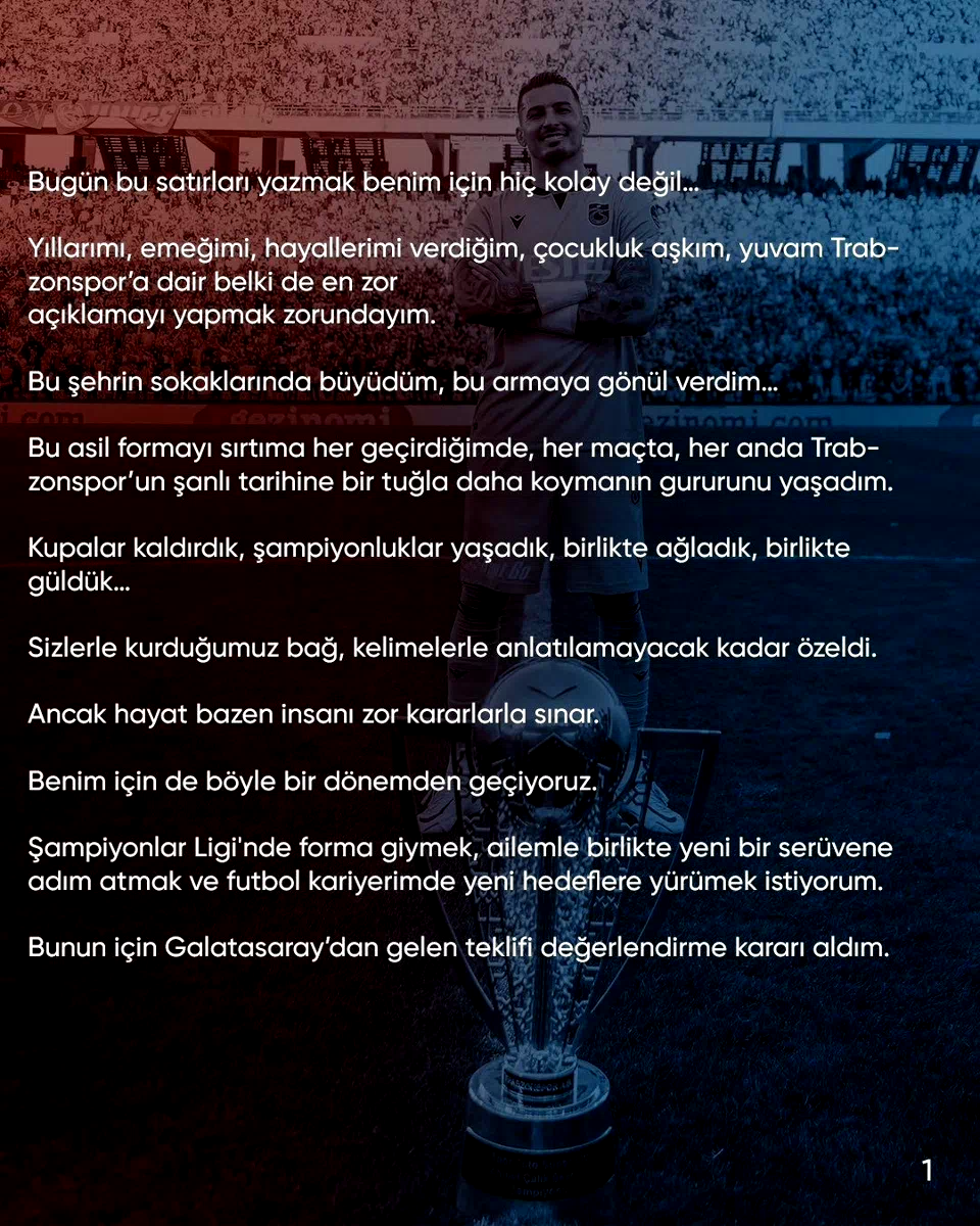 Uğurcan Çakır, Trabzonspor’a veda etti