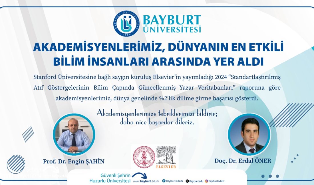 Dünya’nın en etkili bilim insanları arasında Bayburt Üniversitesi’nden akademisyenler yer aldı