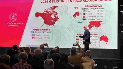 Atatürk Kültür Merkezi‘nde gerçekleştirilen basın toplantısında, turizm gelirlerinin 8.8 milyar