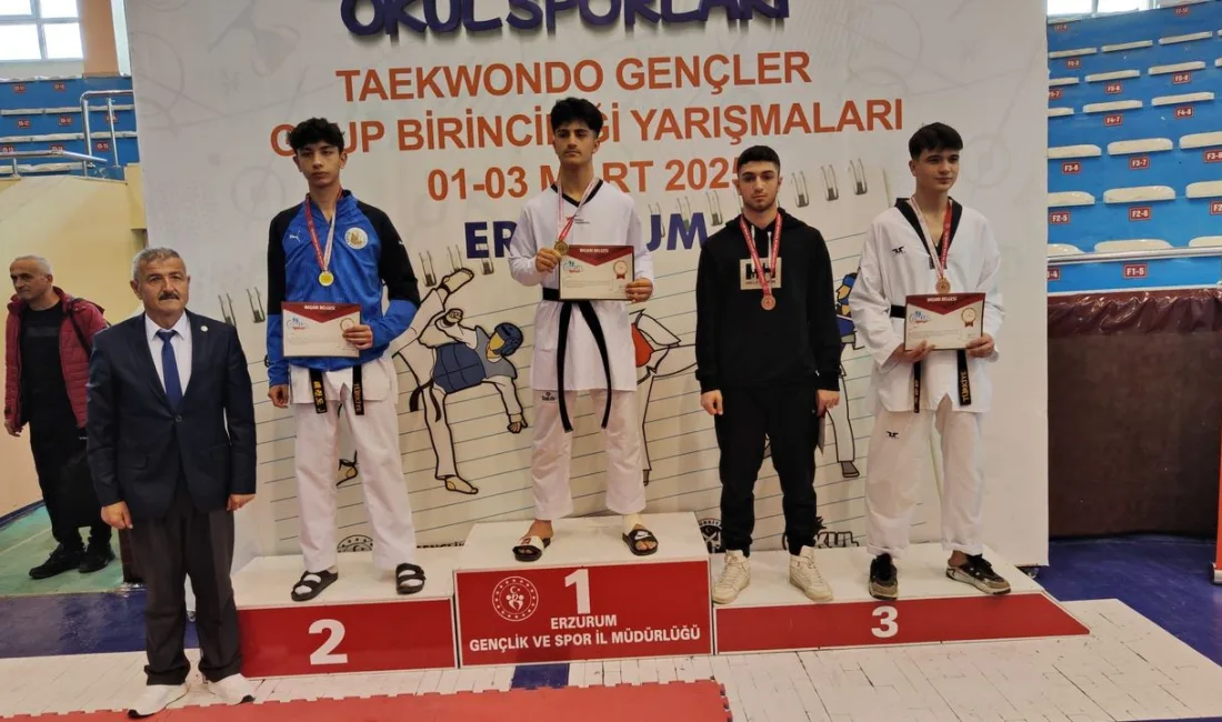 Erzurum’da düzenlenen Okul Sporları Gençler Taekwondo Grup maçlarında Elazığ’ı temsilen