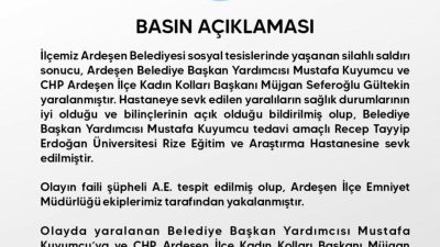 Rize'de Ardeşen Belediye Başkan Yardımcısı Mustafa Kuyumcu ve CHP Kadın