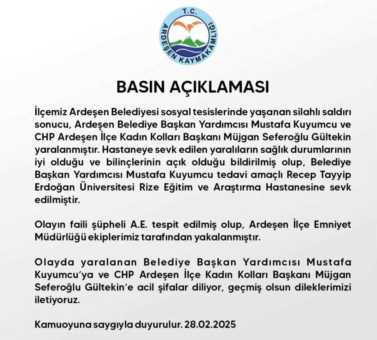 Rize'de Ardeşen Belediye Başkan Yardımcısı Mustafa Kuyumcu ve CHP Kadın