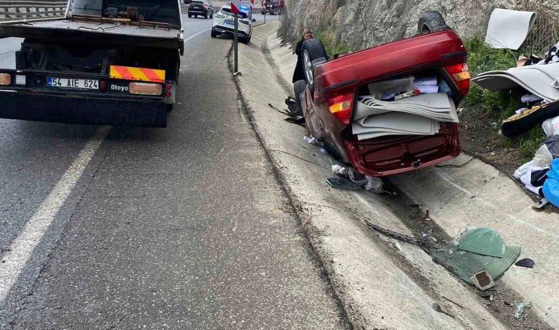 Sakarya'nın Geyve ilçesinde D-650 kara yolunda otomobil takla attı. Sürücü