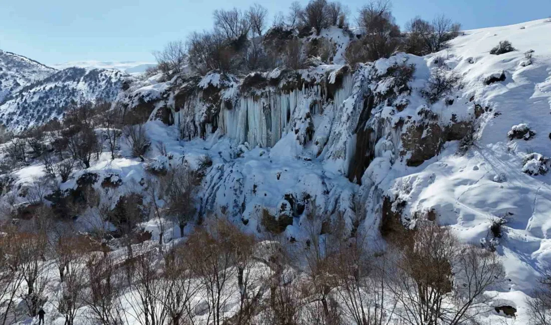 Erzincan'da kar yağışının ardından soğuk hava etkisini gösterdi. Girlevik Şelalesi